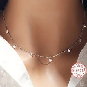925 Sterling Silver 4mm Zircon Necklace